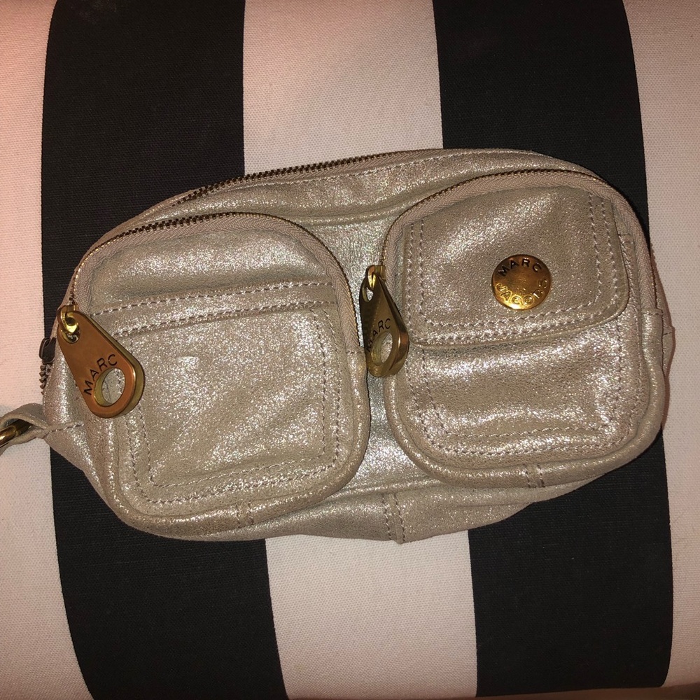 Marc Jacobs gold suede wristlet